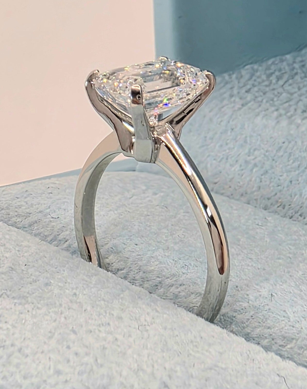 2.00 Carat E VS1 Emerald Cut Lab Grown Diamond Ring IGI Certified 14k White Gold