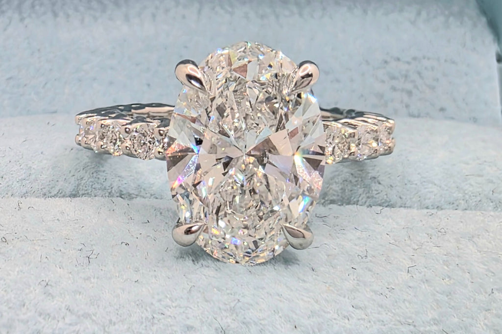6.52 Ct F VS1 Carat Oval Lab Grown Diamond Ring IGI Certified 14k Gold