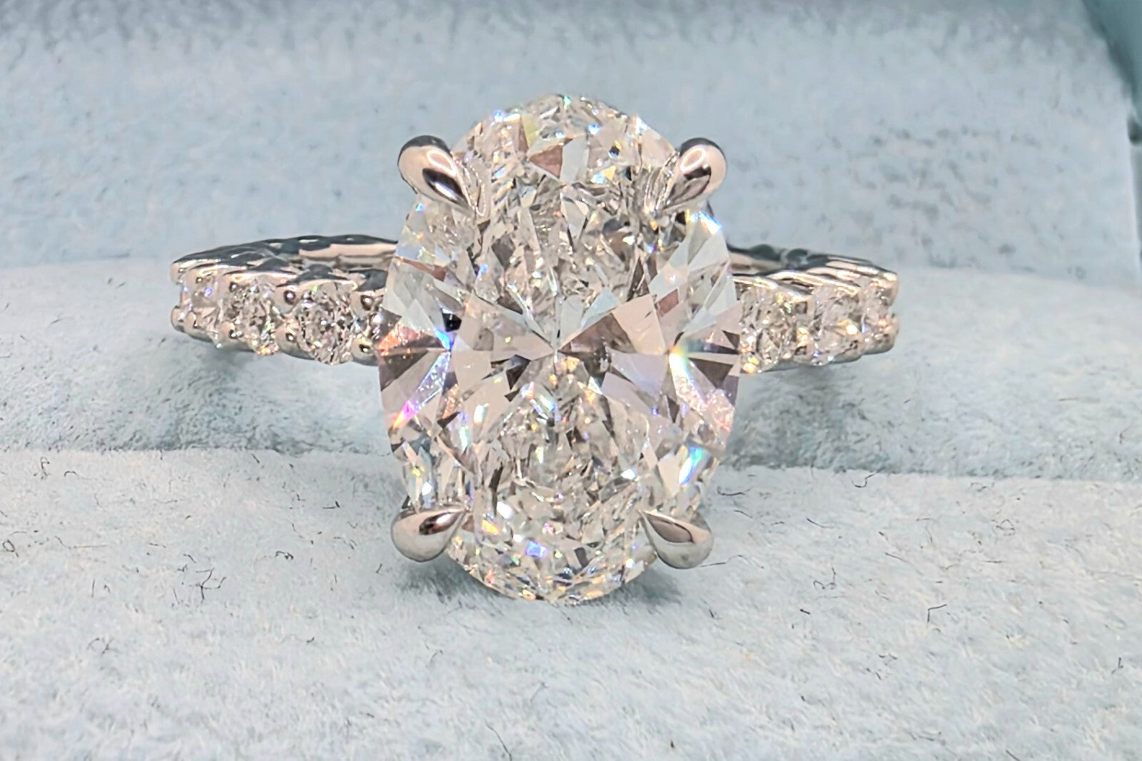 6.52 Ct F VS1 Carat Oval Lab Grown Diamond Ring IGI Certified 14k Gold