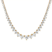 10.50 Ct Lab Grown D VS Diamond Set Women Tennis Necklace In 14k Gold 17''