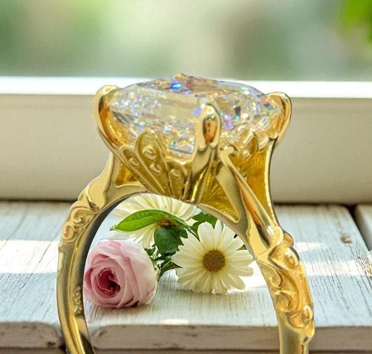 4.00 Ct Asscher Cut Diamond IGI D VS1 Lab Grown Wedding Ring 14k Gold