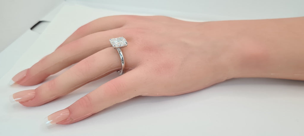 6 Ct Cushion G VS2 Platinum Diamond Ring Lab Grown Diamond IGI Certified