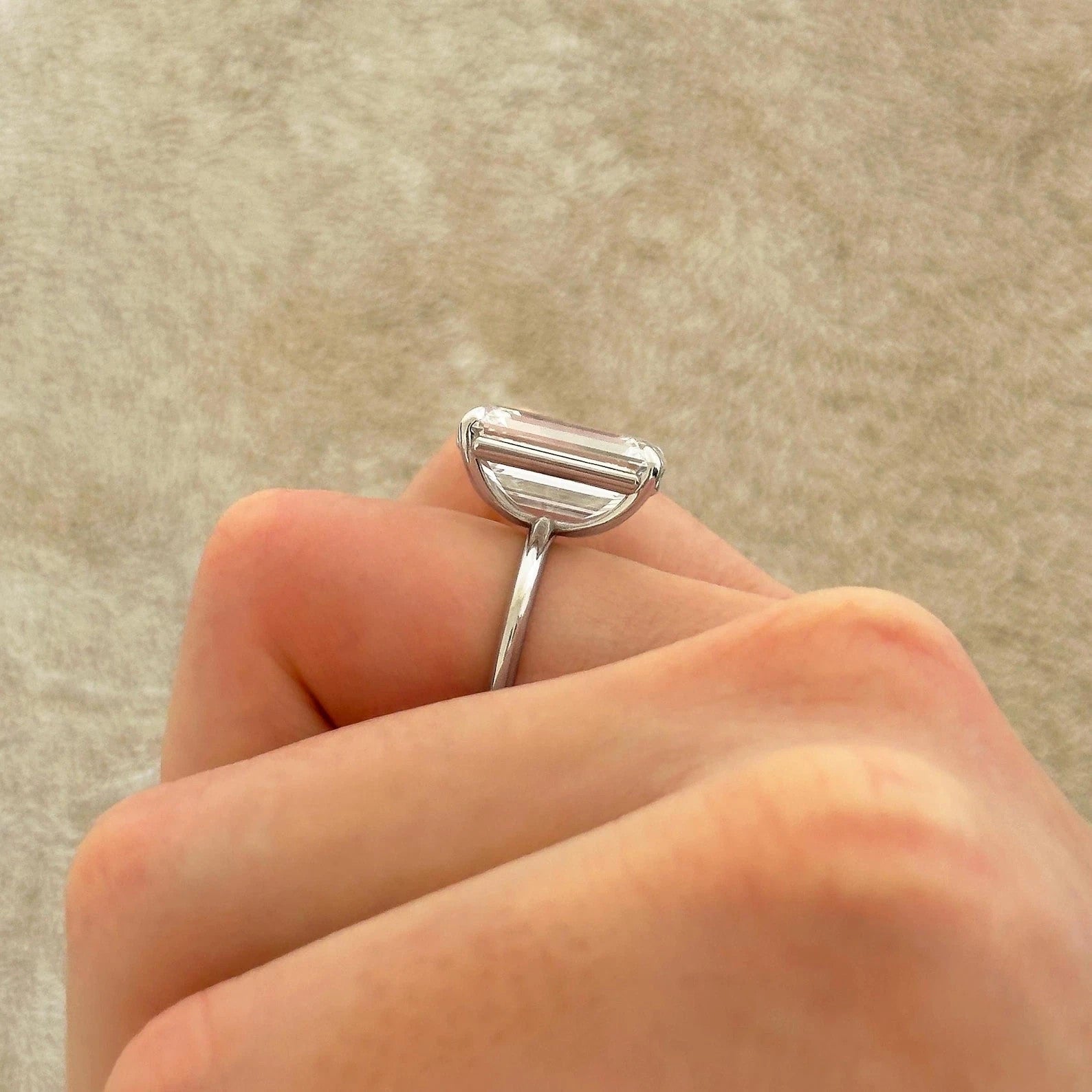 4 Ct IGI Emerald E VS1 Lab Grown Diamond Solitaire Wedding Ring 14k White Gold