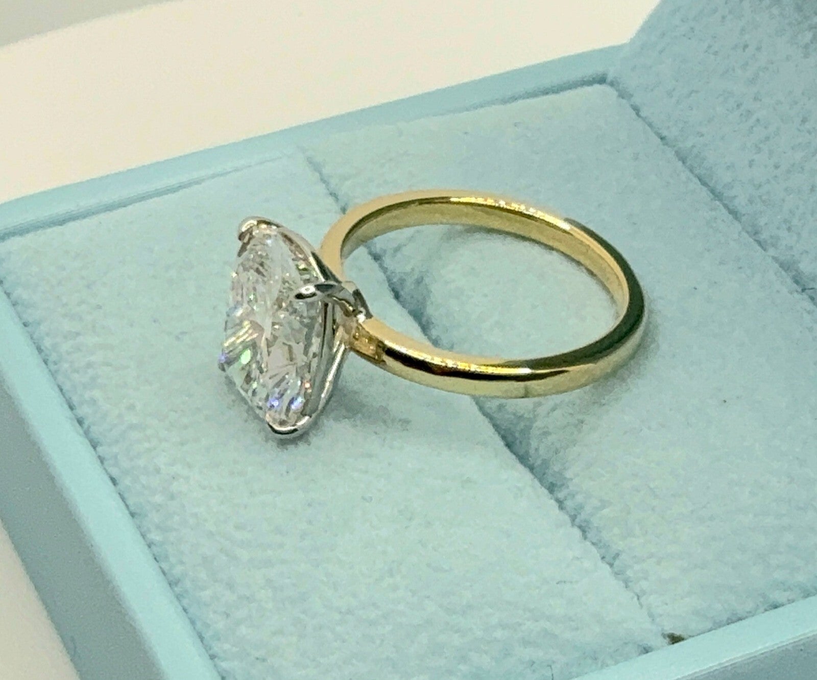 3.00 Carat Cushion E VS1 14k Yellow Lab Grown Diamond Ring IGI Certified