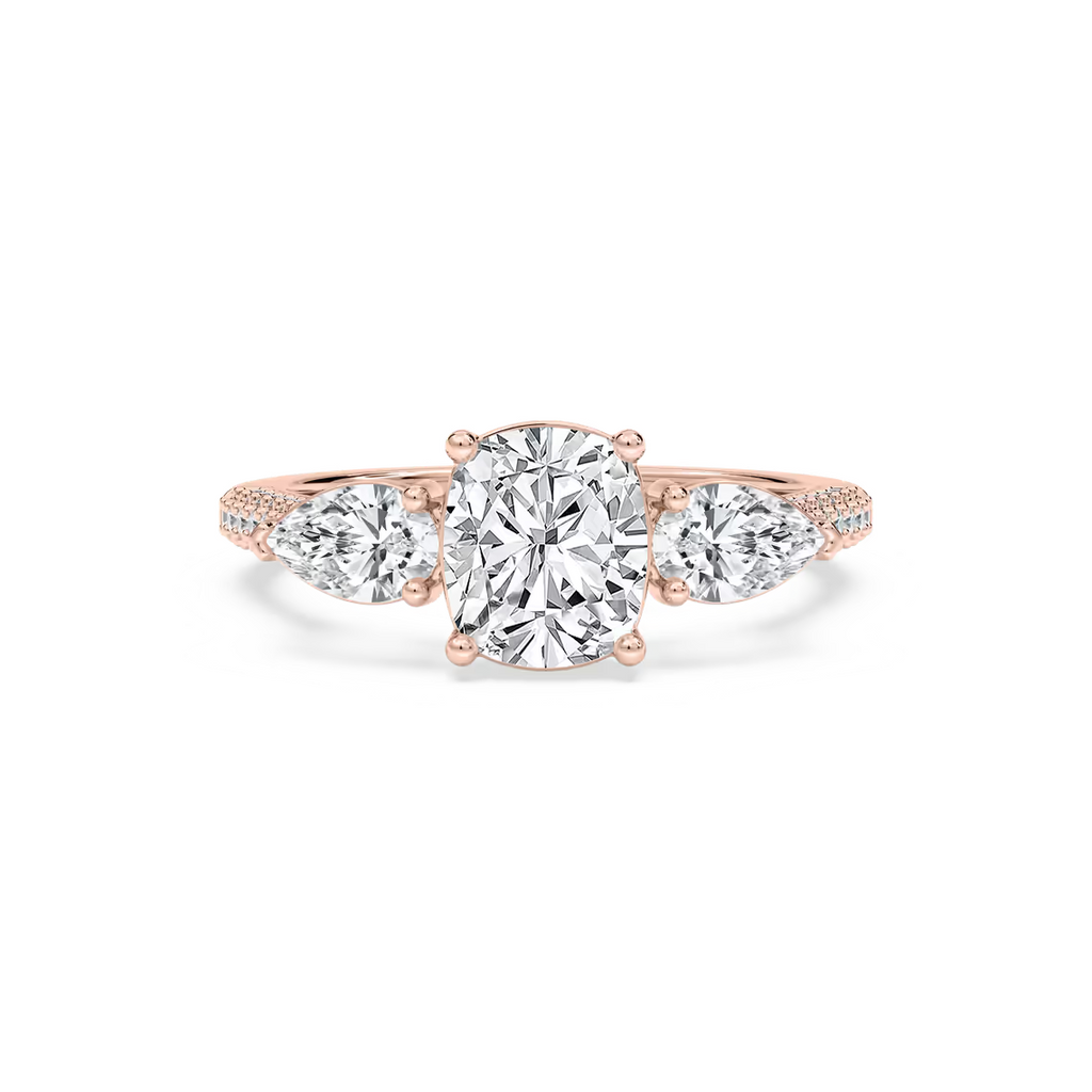 4.18 Ct E VS1 Cushion Lab Grown Diamond Ring 14k Rose Gold IGI Certified