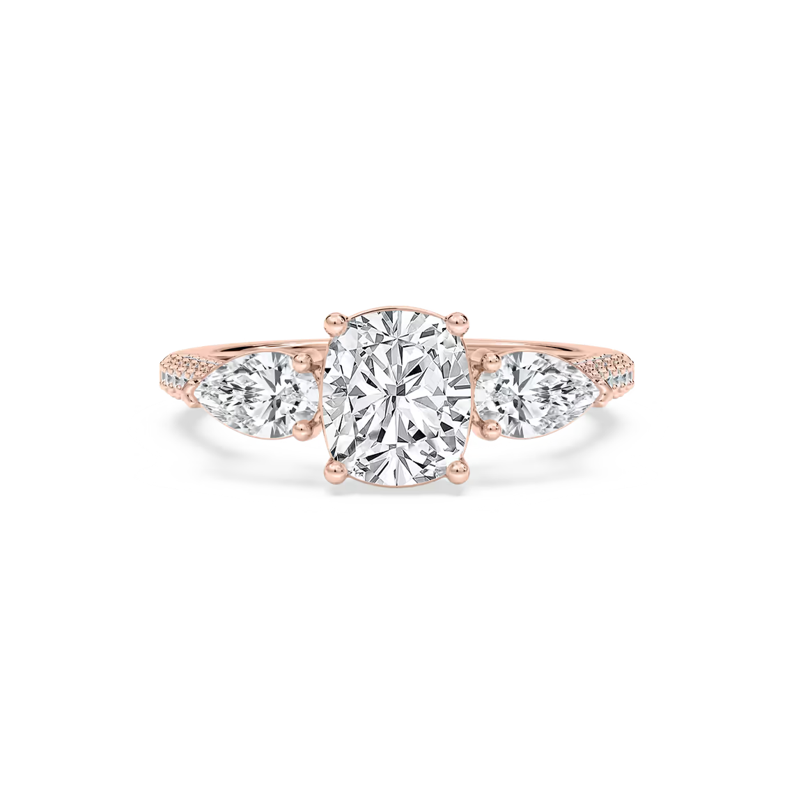 4.18 Ct E VS1 Cushion Lab Grown Diamond Ring 14k Rose Gold IGI Certified