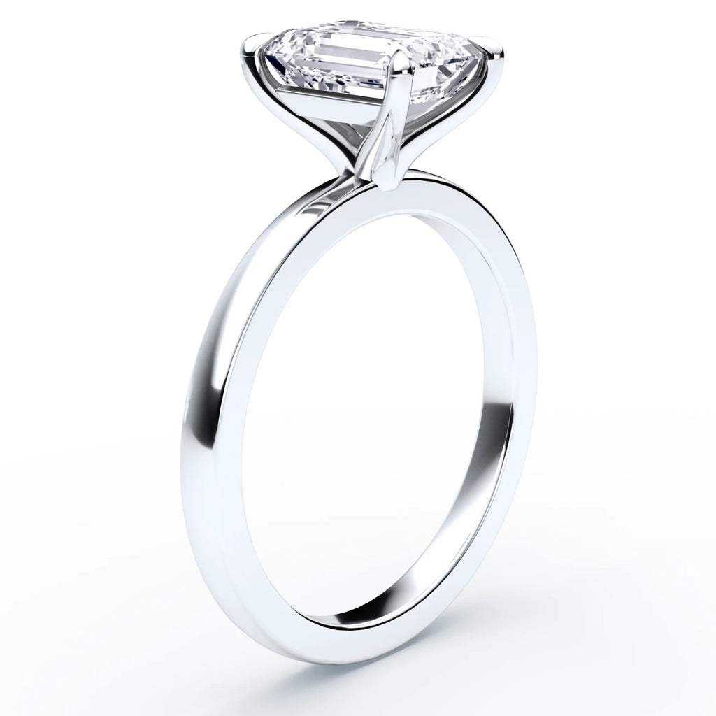 4.00 Emerald Cut E VS1 Diamond Ring Lab Grown IGI Certified Set in Platinum