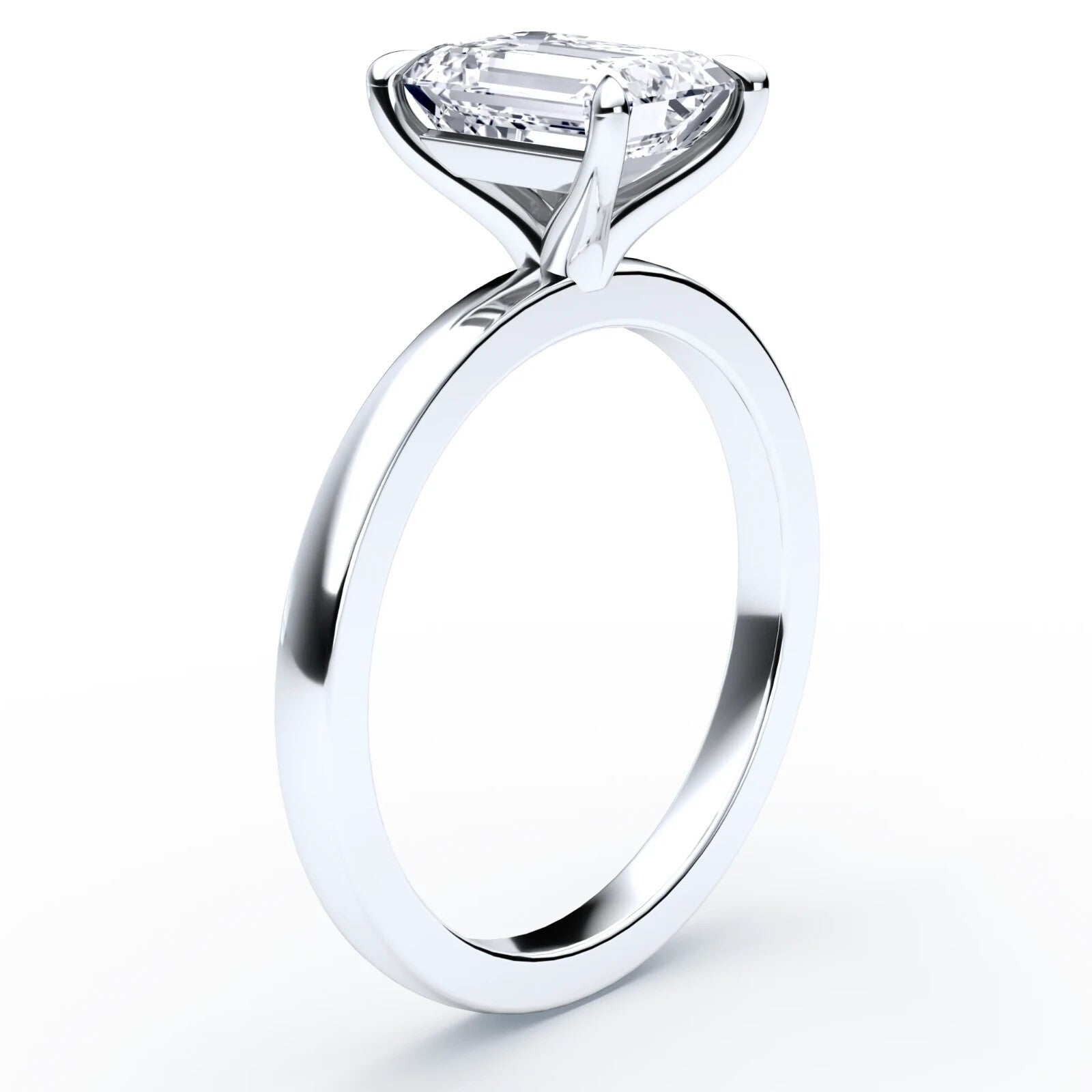 4.00 Emerald Cut E VS1 Diamond Ring Lab Grown IGI Certified Set in Platinum