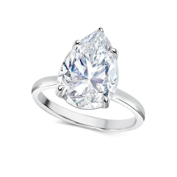 2.00 Pear Shape Lab Grown Diamond Ring IGI Certified 14k White F VS2