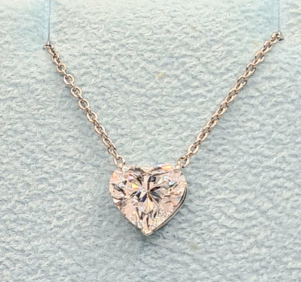 2.00 Ct D VS1 Lab Grown Heart Shaped Diamond Pendant 14k Gold IGI Certified