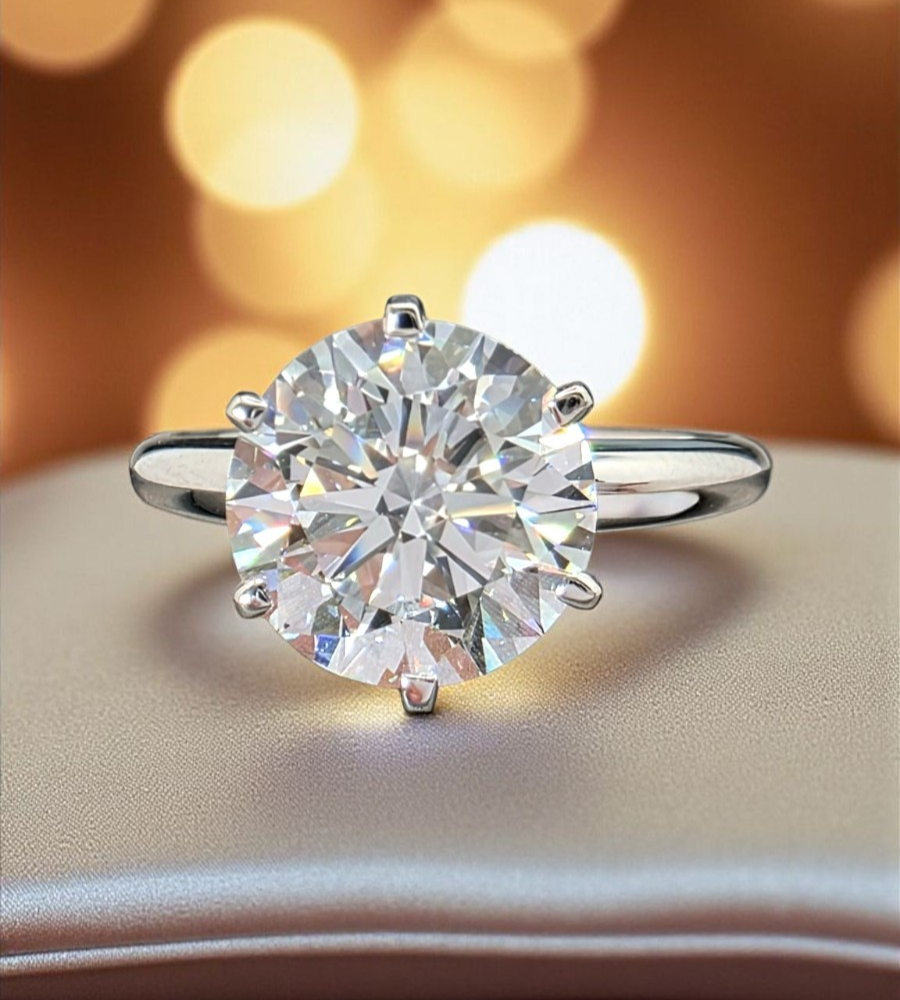 3.00 Ct D VS1 Round Solitaire Platinum Lab Grown Diamond Ring IGI Certified