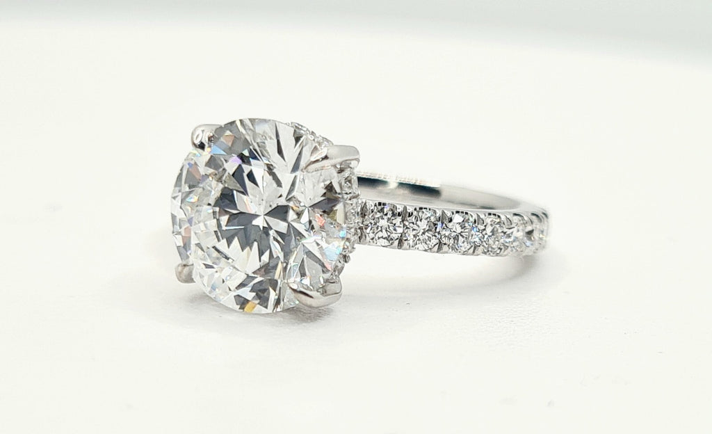 3.11 Ct E VVS2 Round Lab Grown Platinum Diamond Engagement Ring IGI Certified
