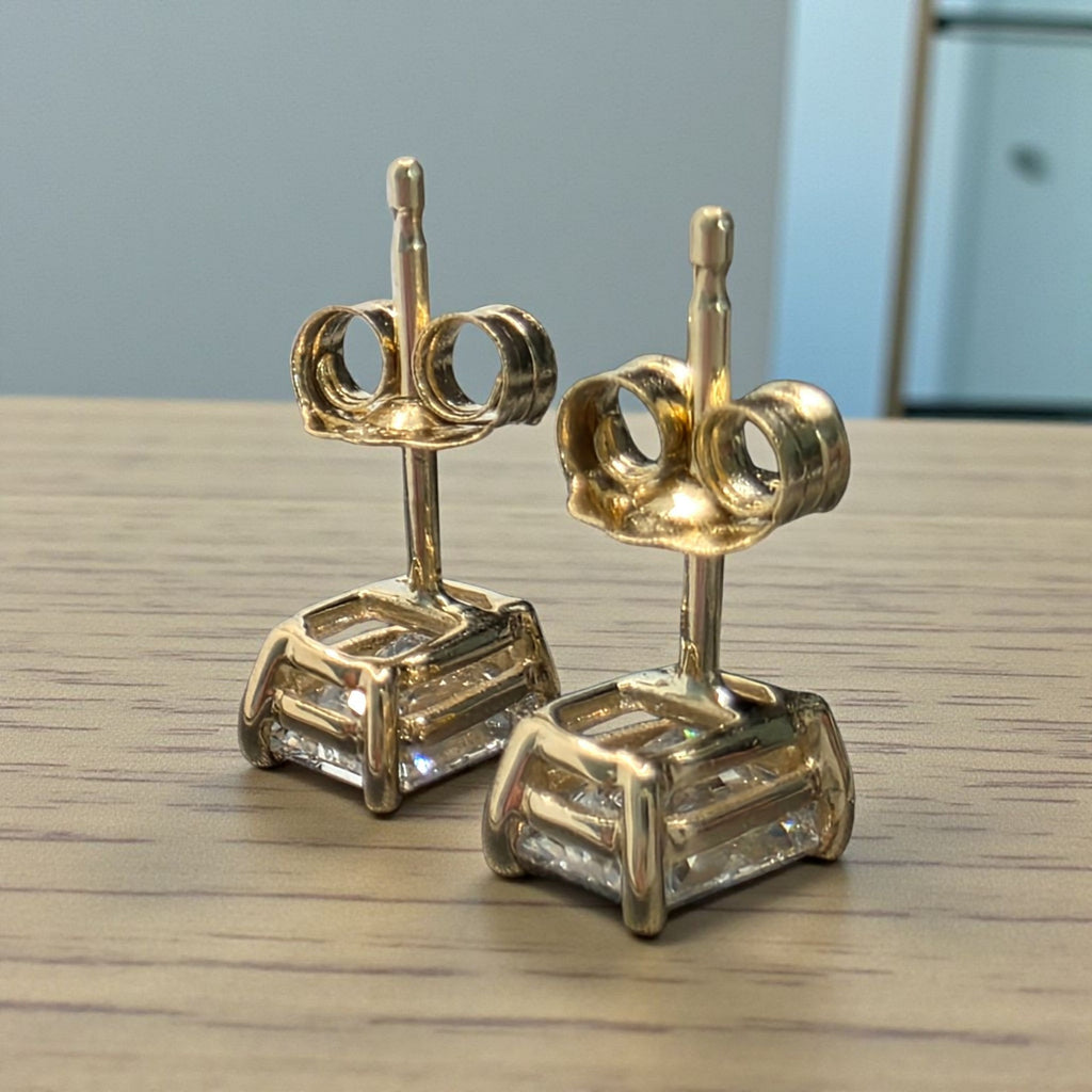 2.00 Ct E VS1 Radiant Lab Grown Diamond Stud Earrings 14k Gold Push Back IGI GIA