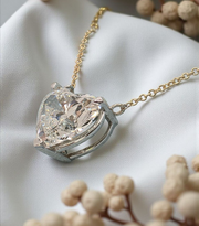 4.00 Ct E VS1 Heart Shape Lab Grown Diamond Pendant 14k Gold With Chain Two Tone