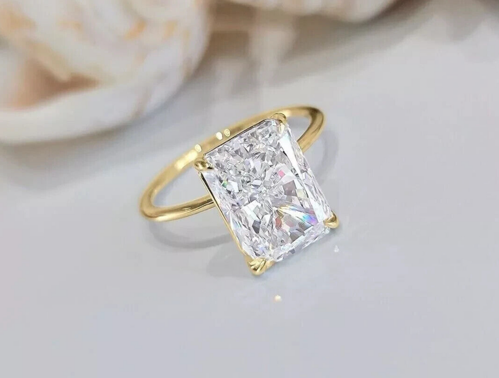 5.00 Ct G VS1 Radiant IGI Certified Lab Grown Diamond Ring Set in 18k Yellow