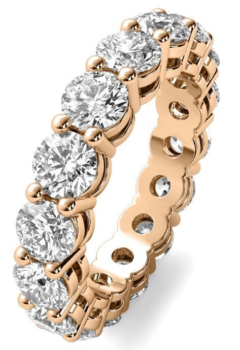 5 Ct Round Lab Grown Diamond Eternity Band Ring 14k Rose E VS GIA Authenticated