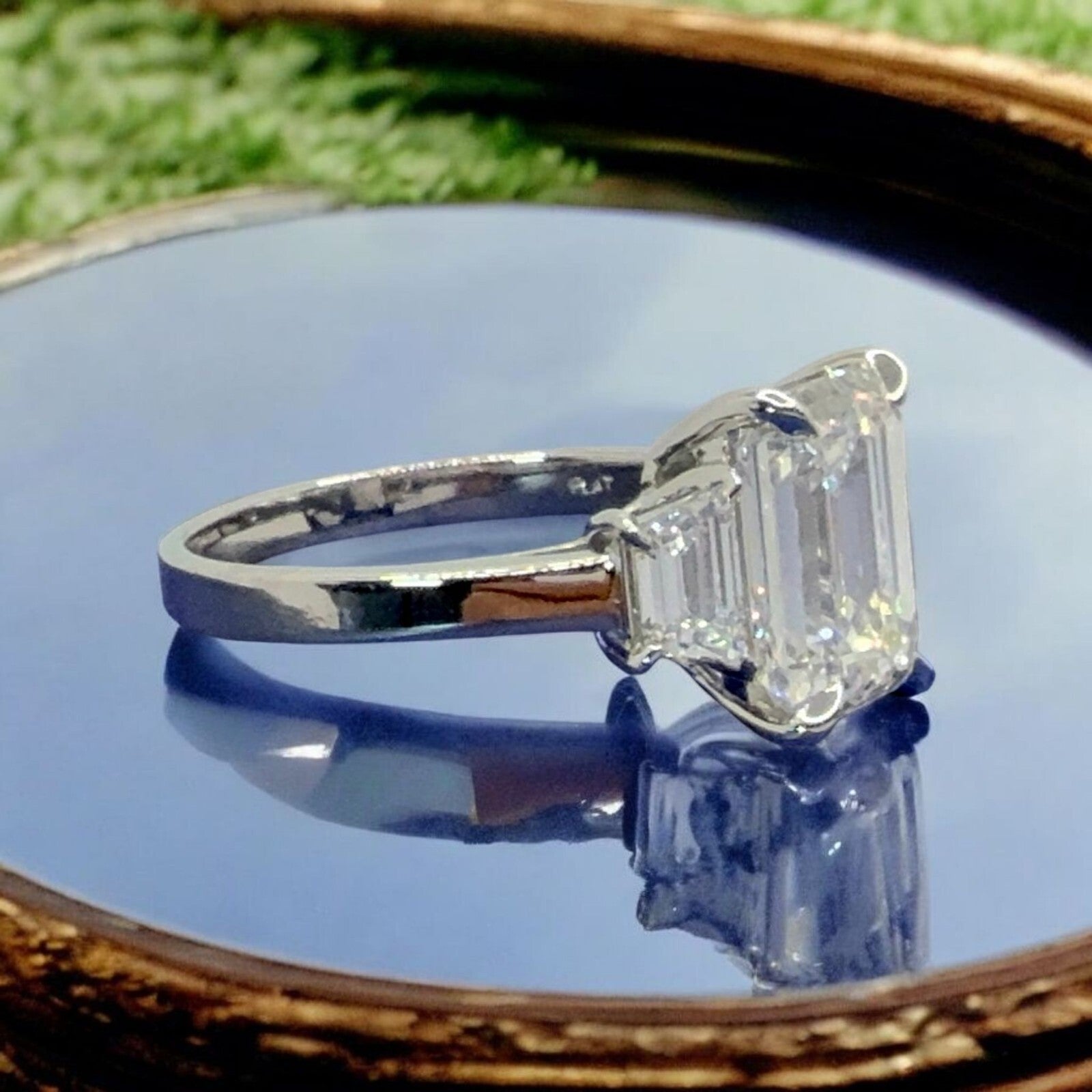 4.60 Carat D VS1 Platinum Emerald Cut Lab Grown Diamond Ring IGI Certified