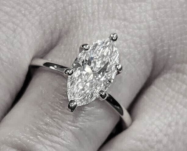 4 Carat Marquise Cut Engagement Ring F/VS1 Lab Diamond Platinum IGI Certified