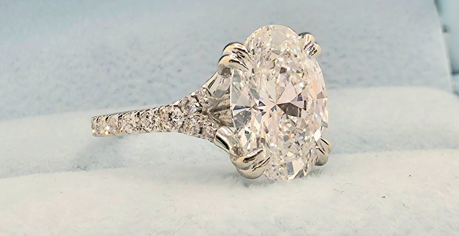 3.40 Ct E VS1 Oval Lab Grown Diamond Engagement Ring 14k White IGI Certified