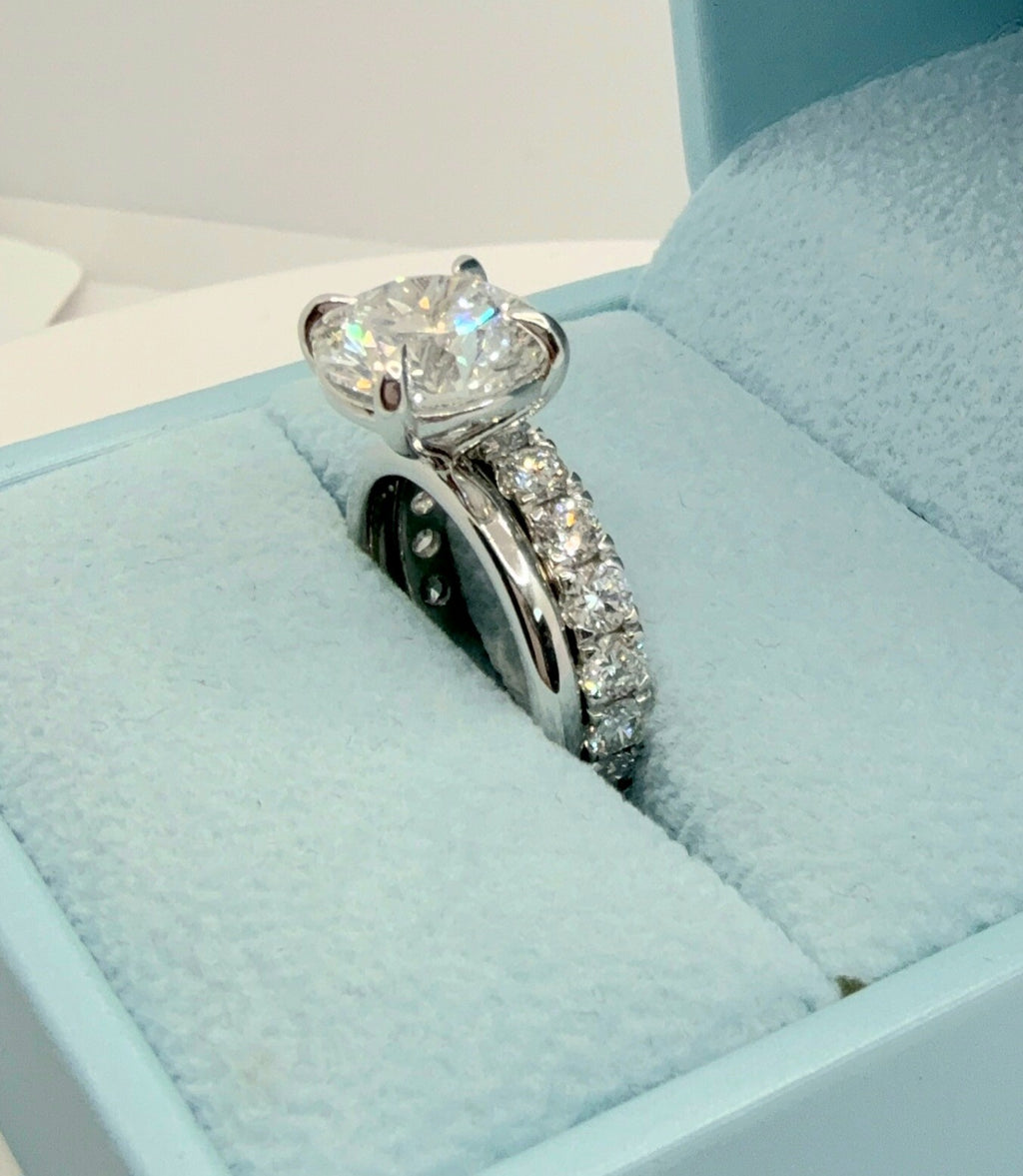 5.50 Ct E VS1 Lab Grown Platinum Diamond Engagement Ring and Band IGI Certified