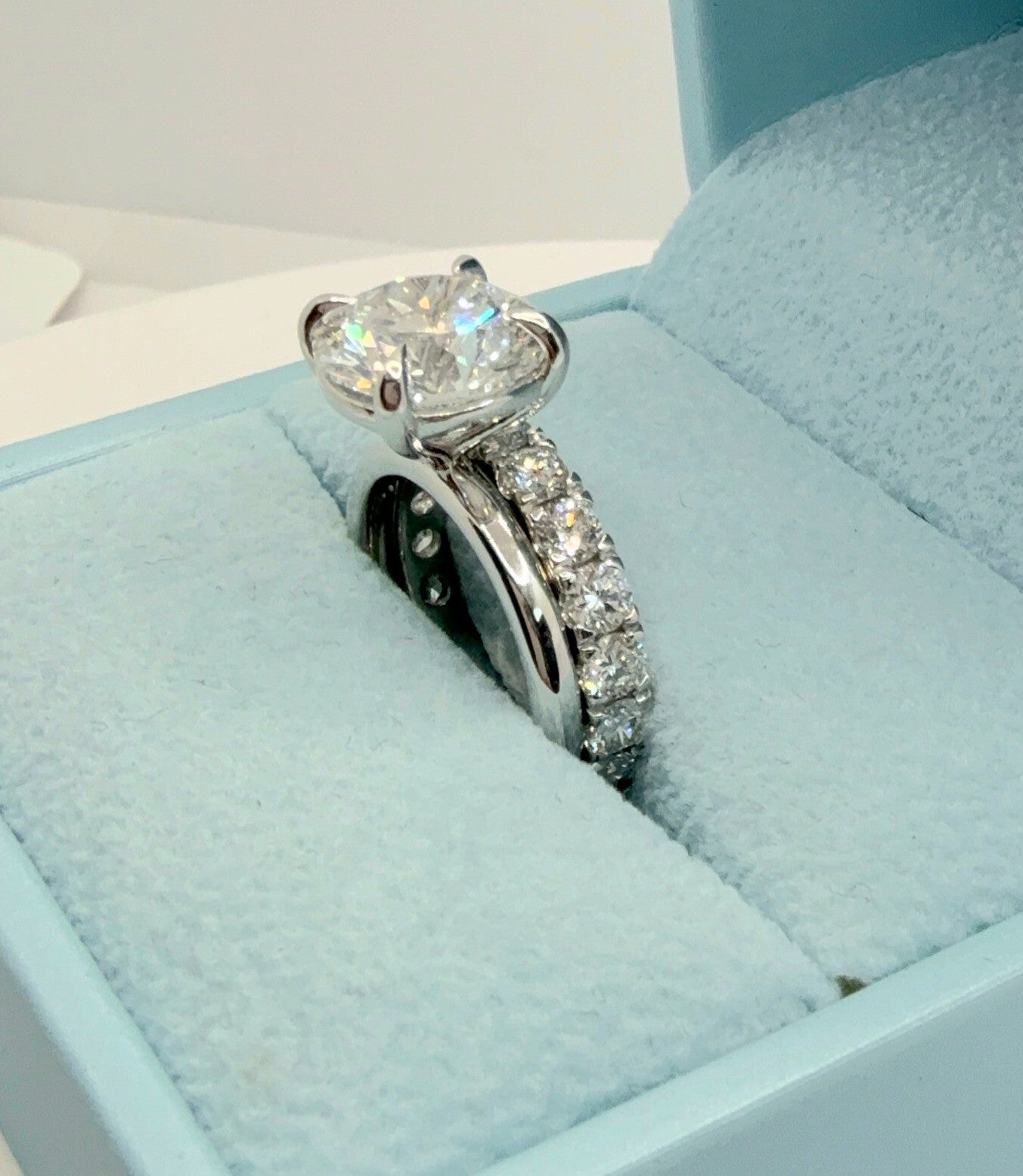 5.50 Ct E VS1 Lab Grown Platinum Diamond Engagement Ring and Band IGI Certified