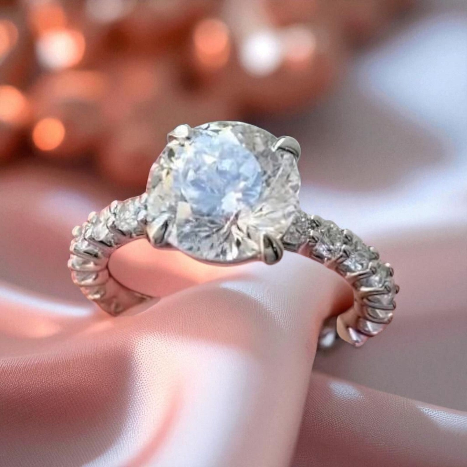 2.77 Ct D VS1 Round Diamond Engagement Ring IGI Certified Lab Grown 14k White