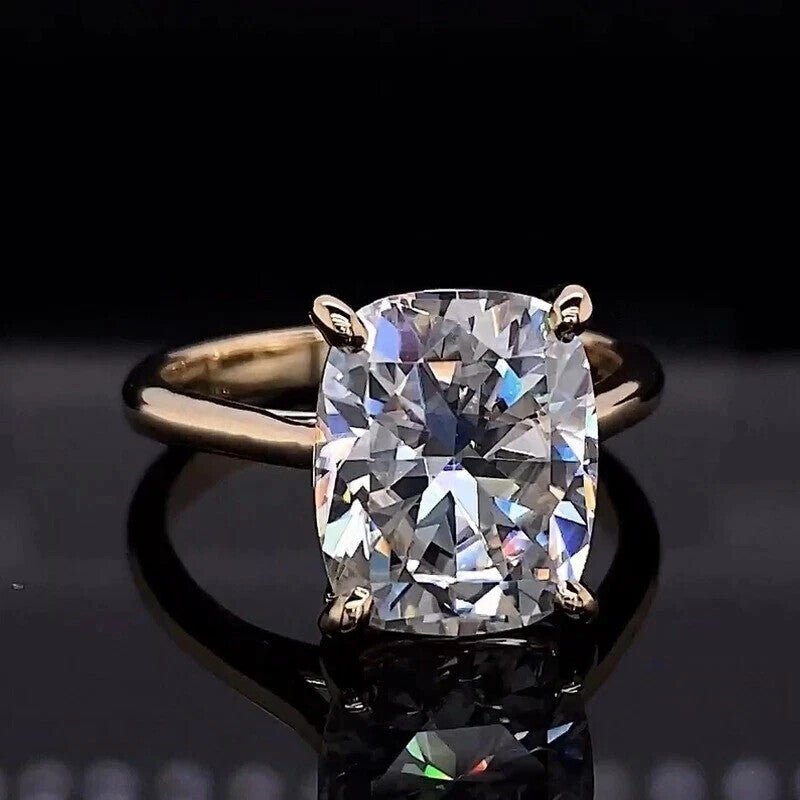 3.00 Ct D VS1 Cushion Cut Diamond Ring Lab Grown Diamond IGI Certified 14k Gold