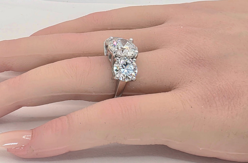 10.00 Carat Round Diamond Three 3 Stone Ring IGI Certified Lab Grown 14k White