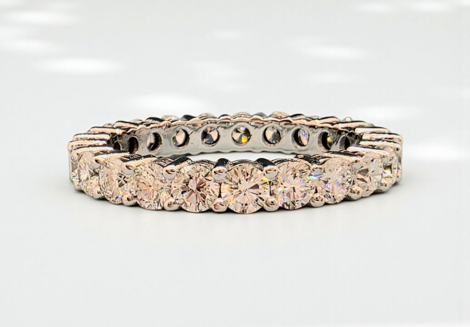 2.5 Ct Round Lab Grown Diamond Eternity Band Ring 14k D-E VS GIA Authenticated