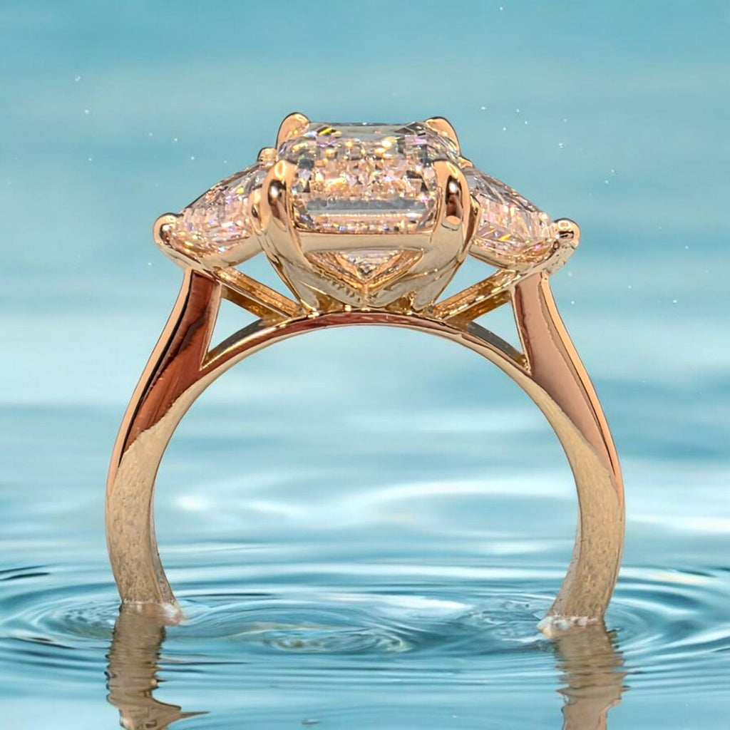 4.00 Ct Emerald Cut D VS1 14k Yellow Gold Lab Grown Diamond Ring IGI Certified