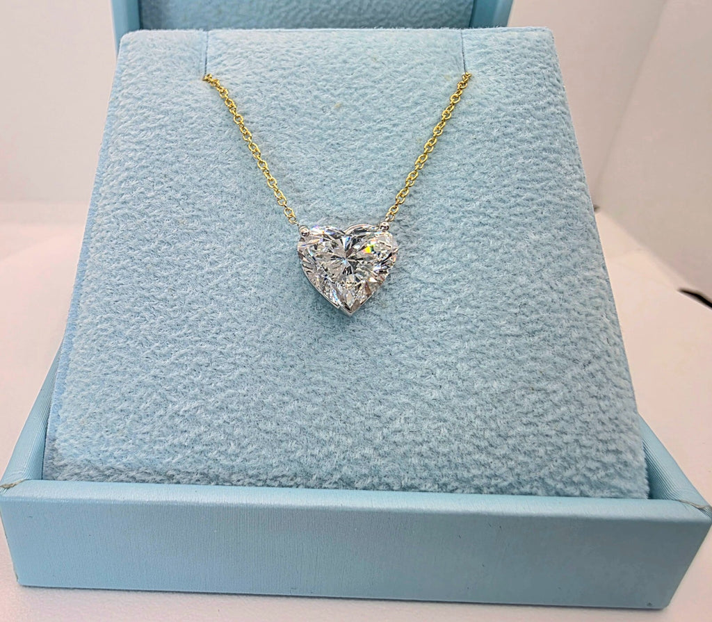3.00 Ct G VS2 Lab Grown Heart Shaped Diamond Pendant 14k Gold IGI Certified