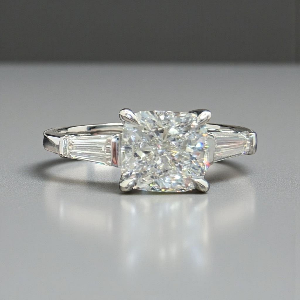 2.40 Ct D VS1 Cushion Lab Grown Diamond Ring 14k White Gold IGI Certified