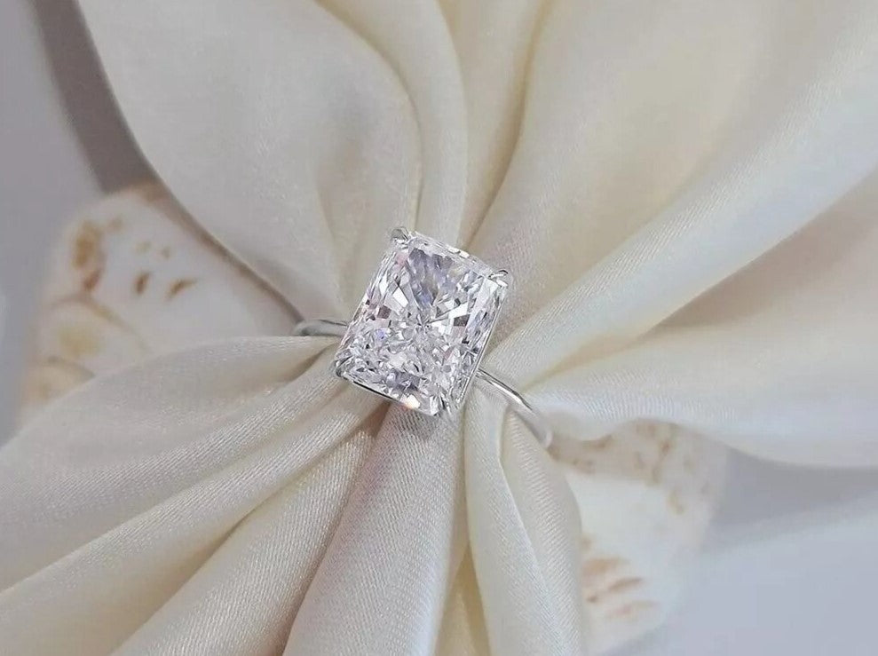 5.01 Ct G VS2 Radiant IGI Certified Lab Grown Diamond Ring Set in Platinum