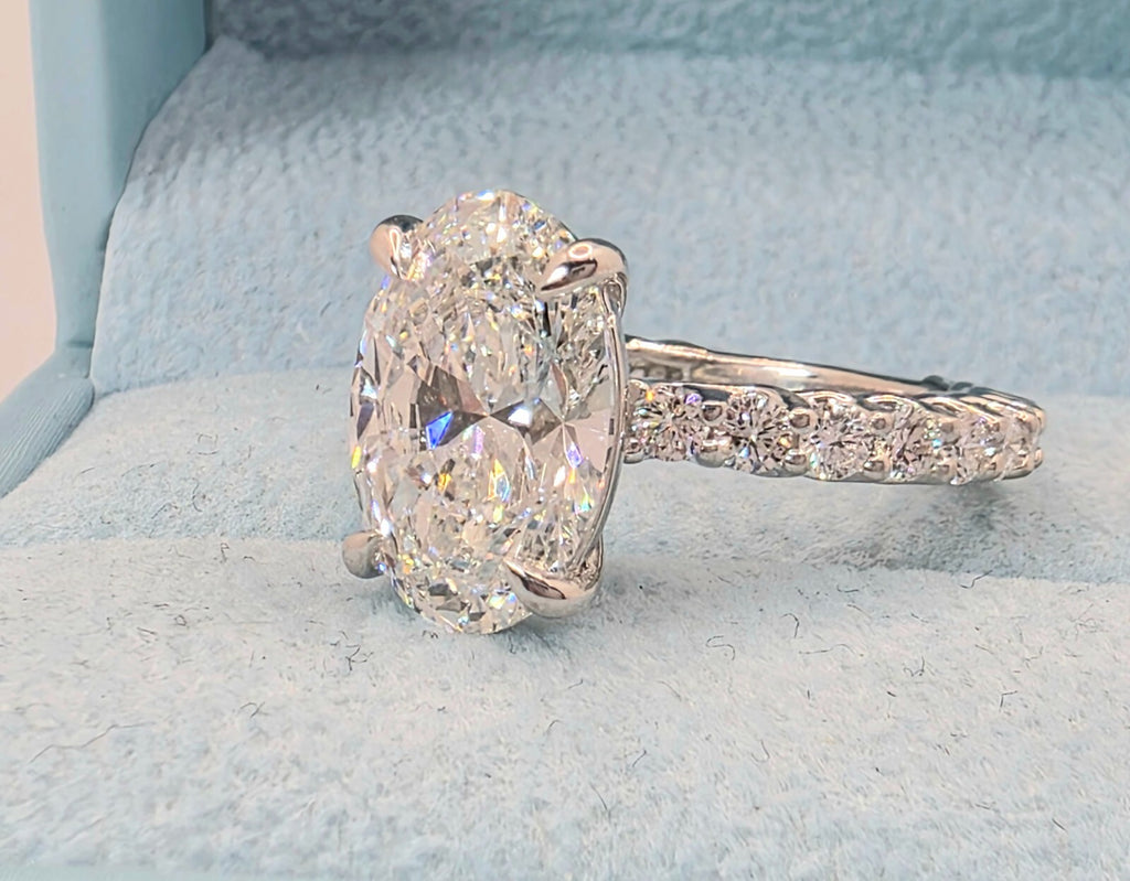6.52 Ct F VS1 Carat Oval Lab Grown Diamond Ring IGI Certified 14k Gold
