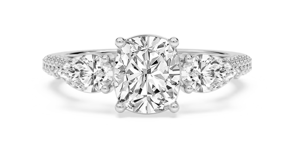 4.18 Ct E VS1 Cushion Lab Grown Diamond Ring 14k White Gold IGI Certified