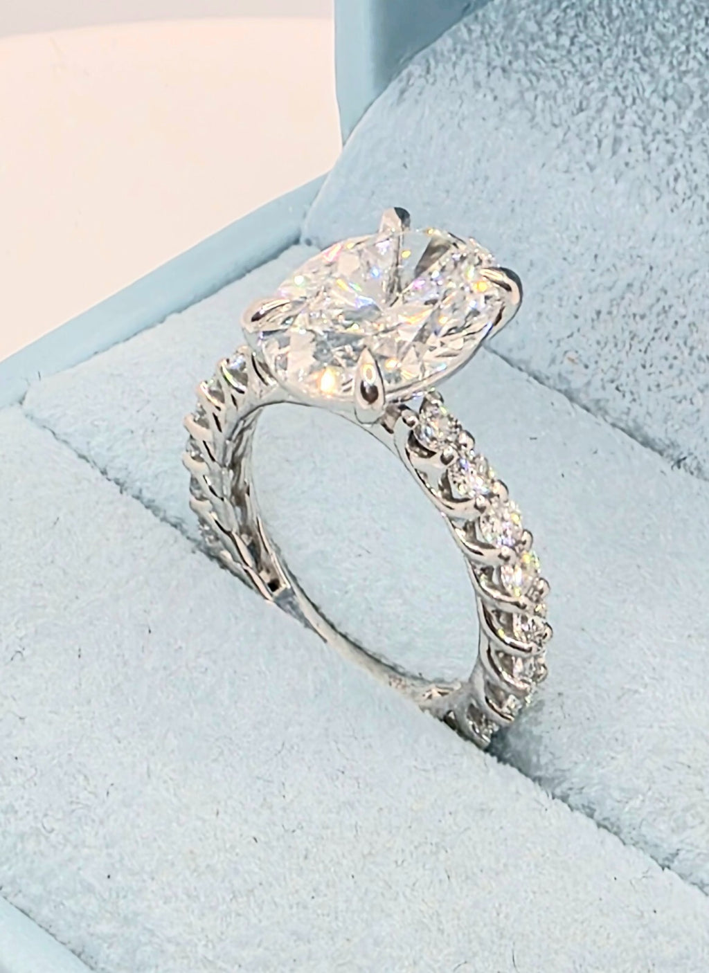 6.52 Ct F VS1 Carat Oval Lab Grown Diamond Ring IGI Certified 14k Gold