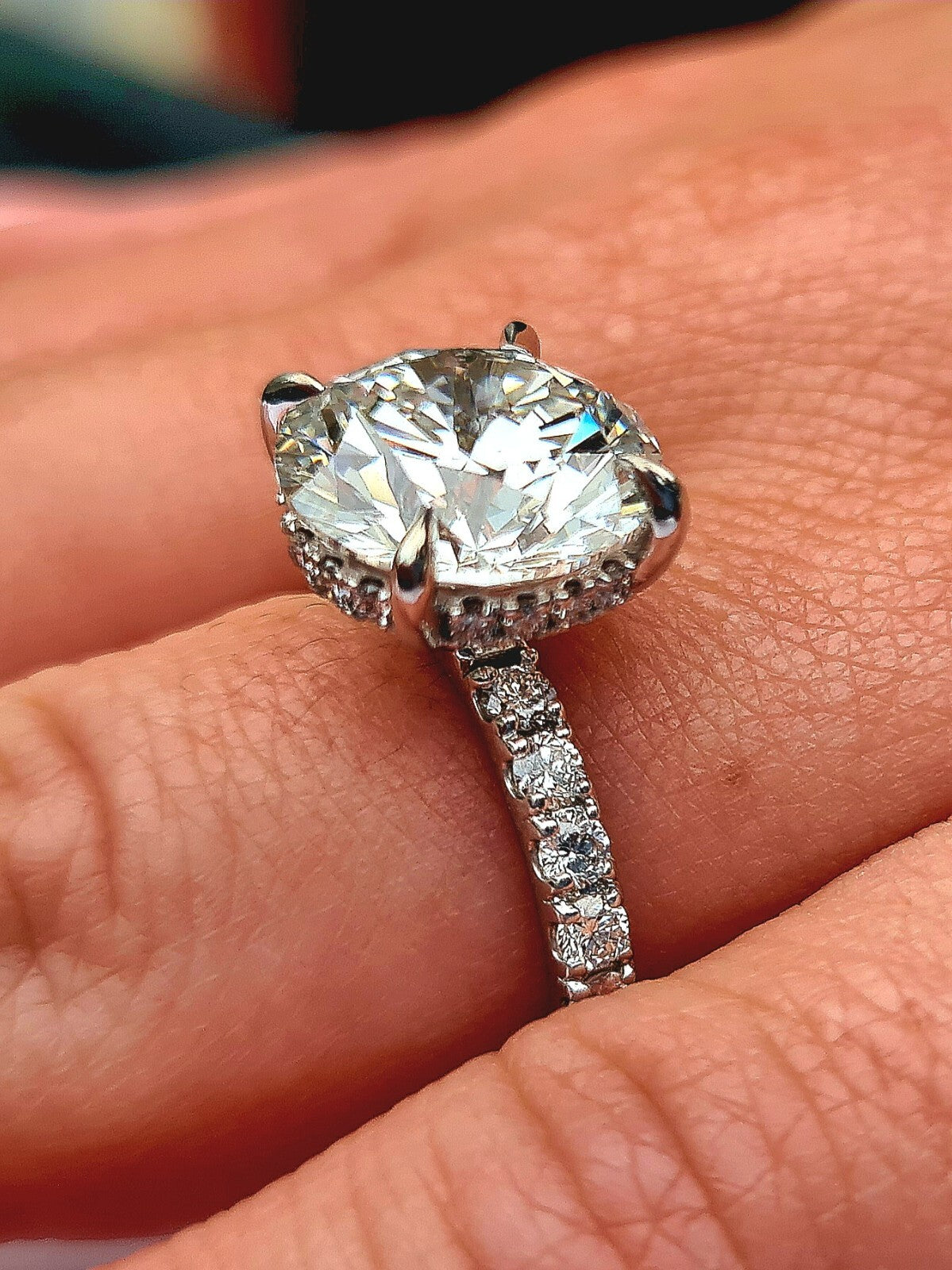 4.68 Ct E VVS2 Round Platinum Diamond Engagement Ring IGI Certified Lab Grown