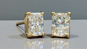 1 Ct Radiant Diamond Lab Grown Diamond Stud Earrings 14k Yellow Gold Push Back