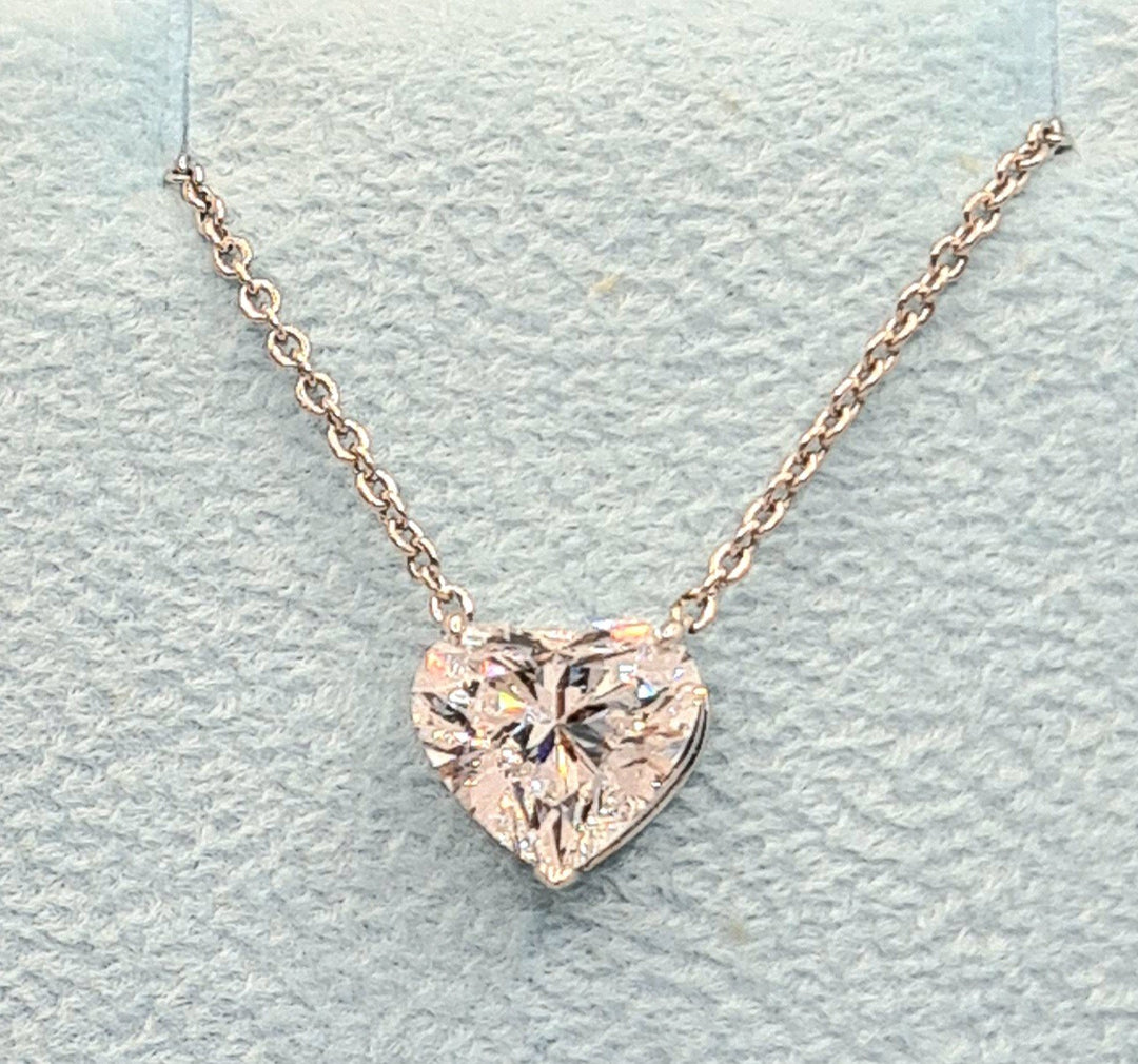 1.00 Ct D VS1 Lab Grown Heart Shaped Diamond Pendant 14k Gold IGI Certified