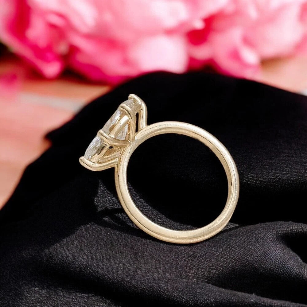 18k Yellow Gold Engagement Ring 2.00 Ct IGI Lab Grown Marquise Diamond Ring