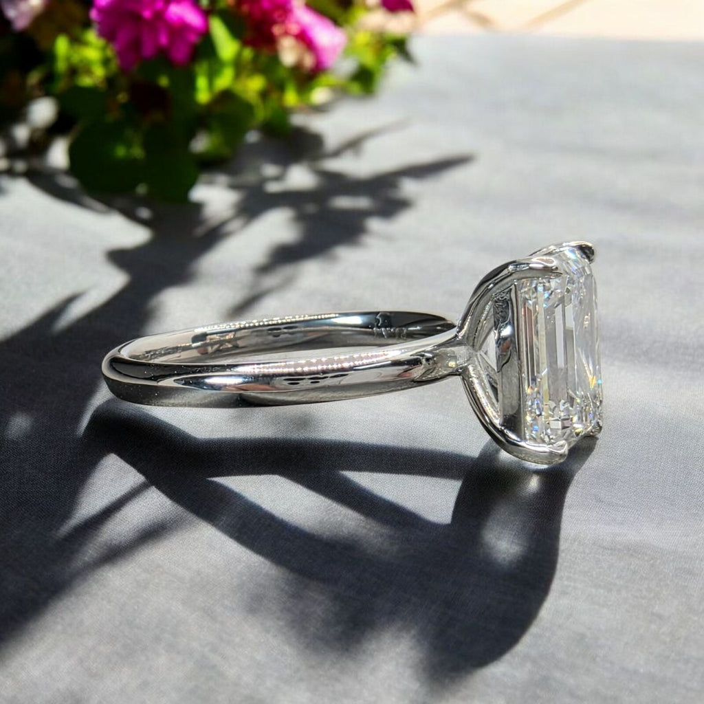 3.00 Ct  D VS1 Emerald Cut Lab Grown Diamond Ring IGI Certified Platinum