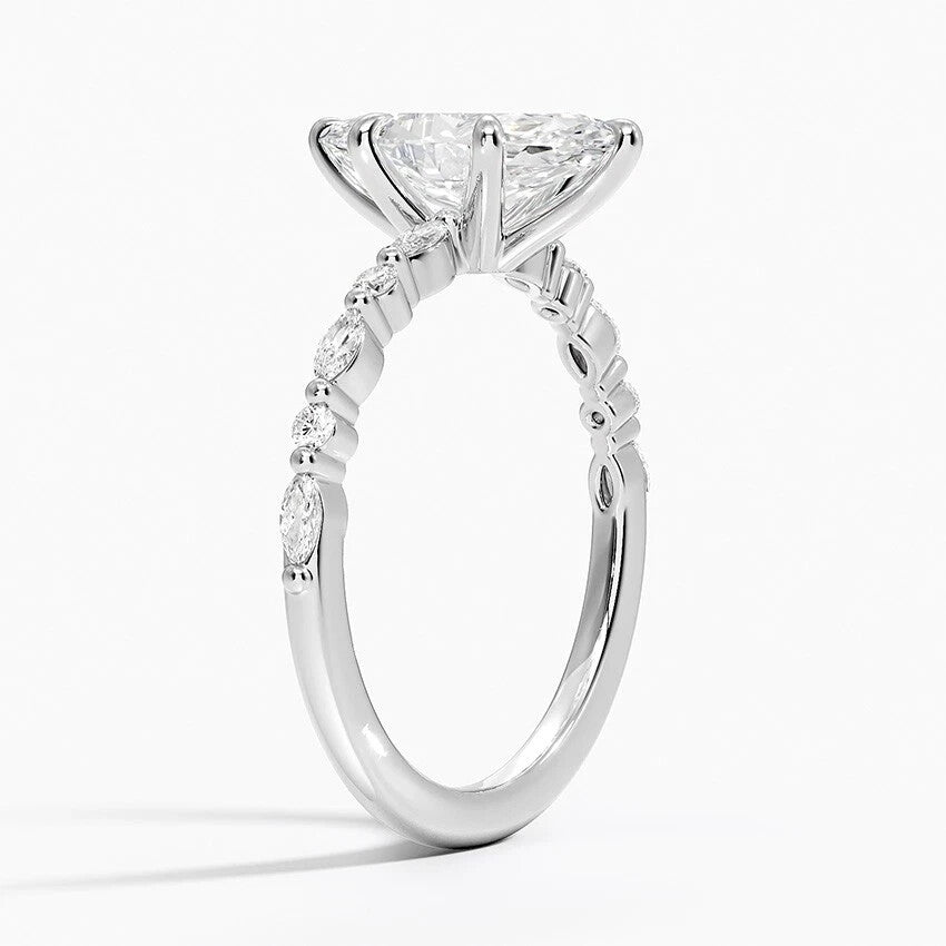2.20 Carat Marquise Engagement Ring E VVS2 Lab Diamond 14k White Gold Certified