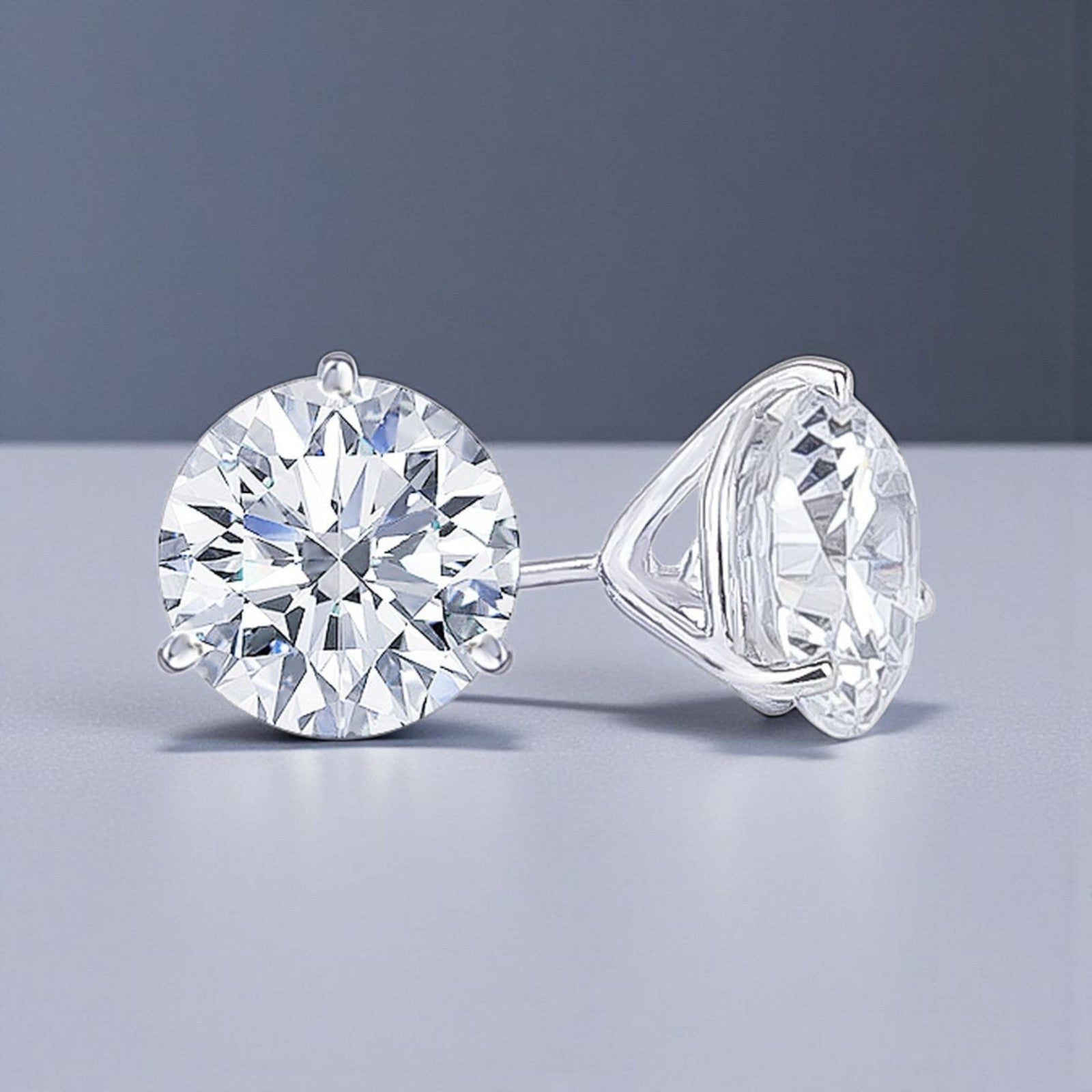 2 Ct Round Cut D/F VVS-VS Lab Grown Diamond Stud Earrings 14k Gold Screw Back