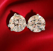 2 Ct Round 3 Prong D/F VVS-VS Lab Grown Diamond Stud Earrings 14k Gold Push Back