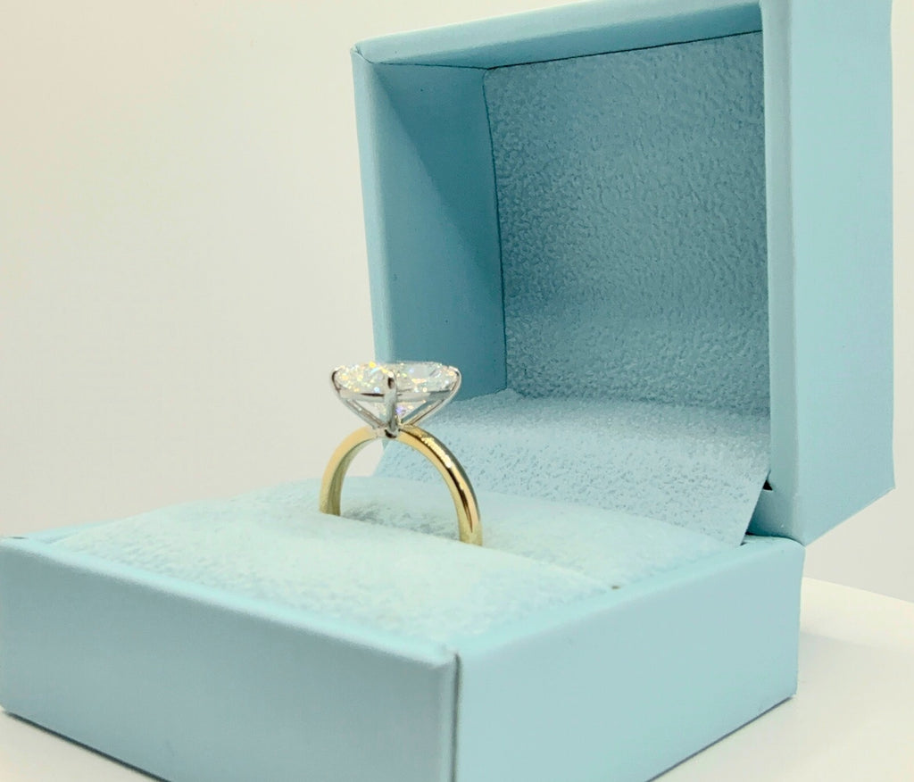 5.00 Carat Cushion F VS1 14k Yellow Lab Grown Diamond Ring IGI Certified