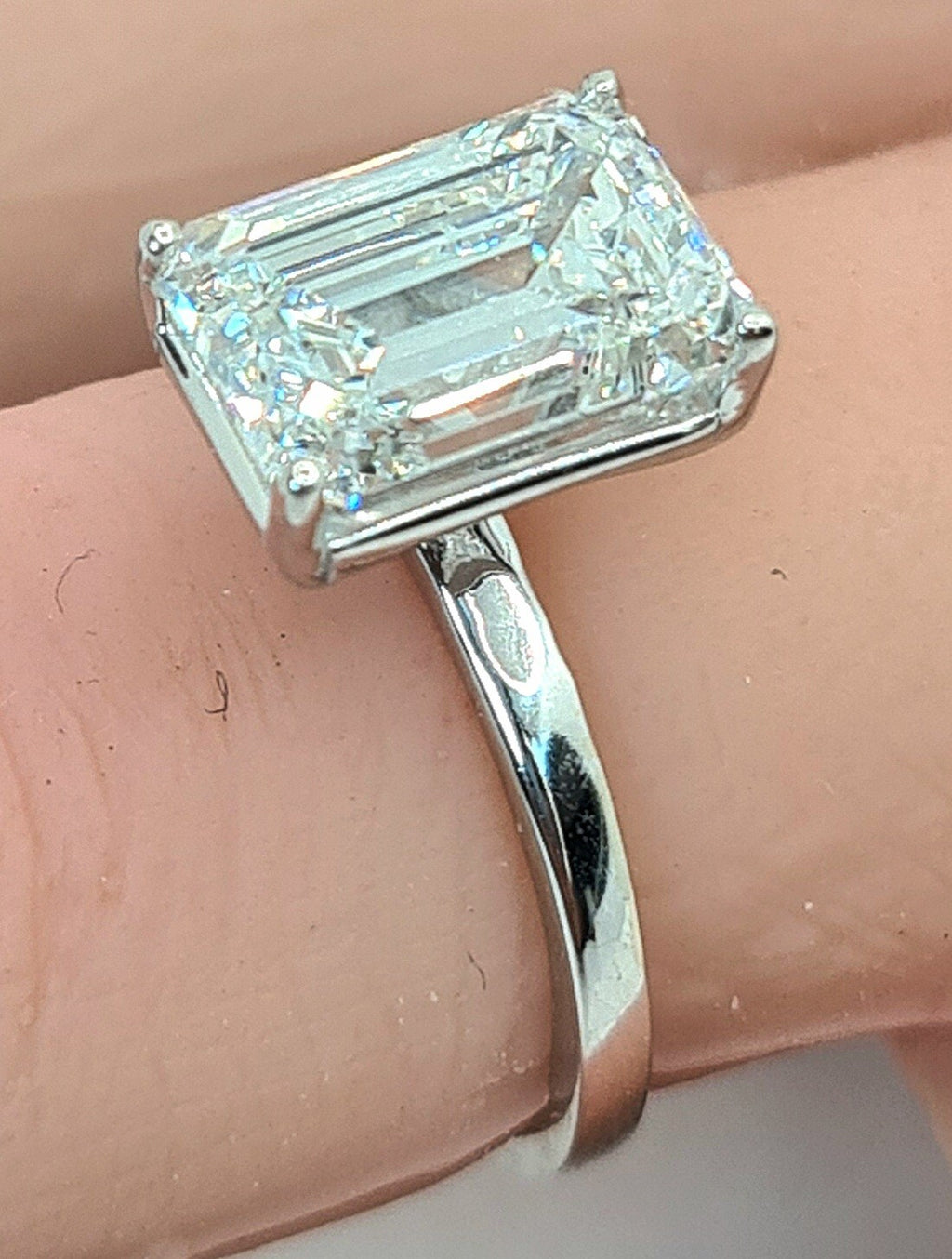 5.00 Carat E VS1 Platinum Emerald Cut Lab Grown Diamond Ring IGI Certified