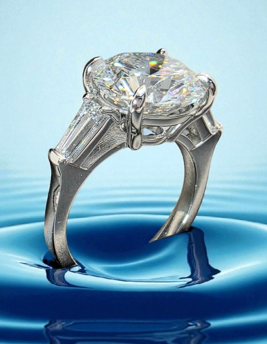 5.60 Ct E VS1  IGI Lab Grown Round Diamond Engagement Ring Round 950 Platinum