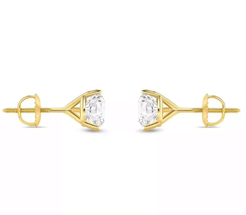 2.00 Ct D VS1 Lab Grown Diamond 3 Prong 14k Yellow Gold IGI Certified Screw