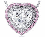 Load image into Gallery viewer, 4 Cttw Halo Lab Grown Diamond Heart Pendant 14k White Gold IGI Certified