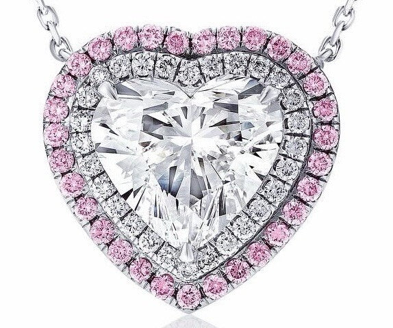 4 Cttw Halo Lab Grown Diamond Heart Pendant 14k White Gold IGI Certified